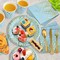 350 Pieces Blue and Gold Party Decorations 50 Guests Blue Paper Plates Plastic Forks Knives Spoons & Golden Dot Blue Party Plates Napkins Cups for 2023 Graduation Decorations Baby Shower Boy Birthday